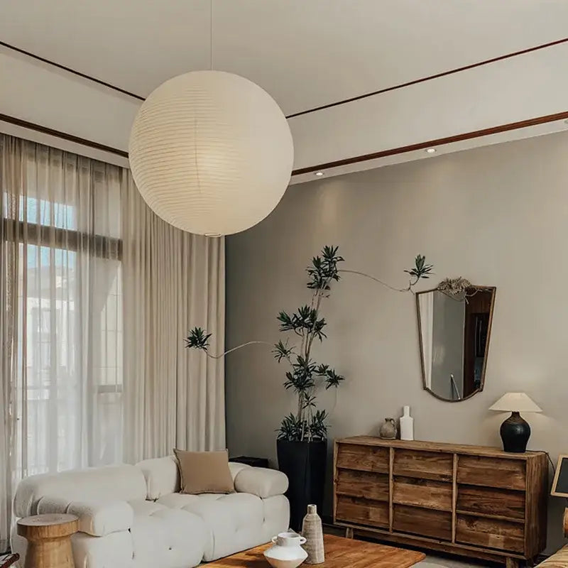 Minimalist white rice paper pendant lights bedroom hanging lamp