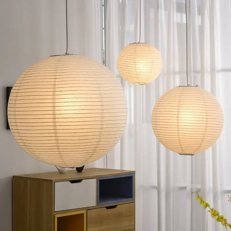 Minimalist white rice paper pendant lights bedroom hanging lamp