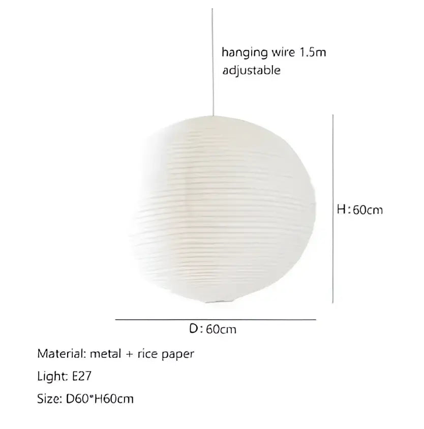 Minimalist white rice paper pendant lights bedroom hanging lamp