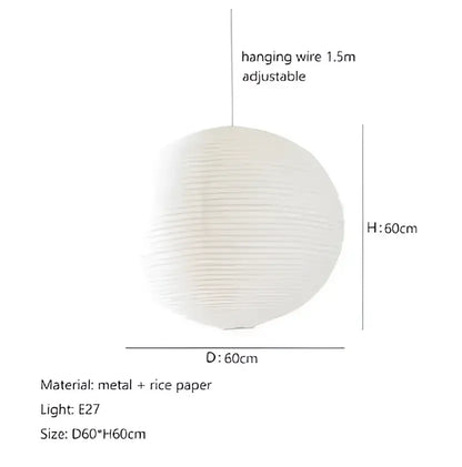 Minimalist white rice paper pendant lights bedroom hanging lamp