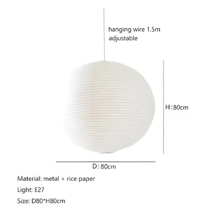 Minimalist white rice paper pendant lights bedroom hanging lamp