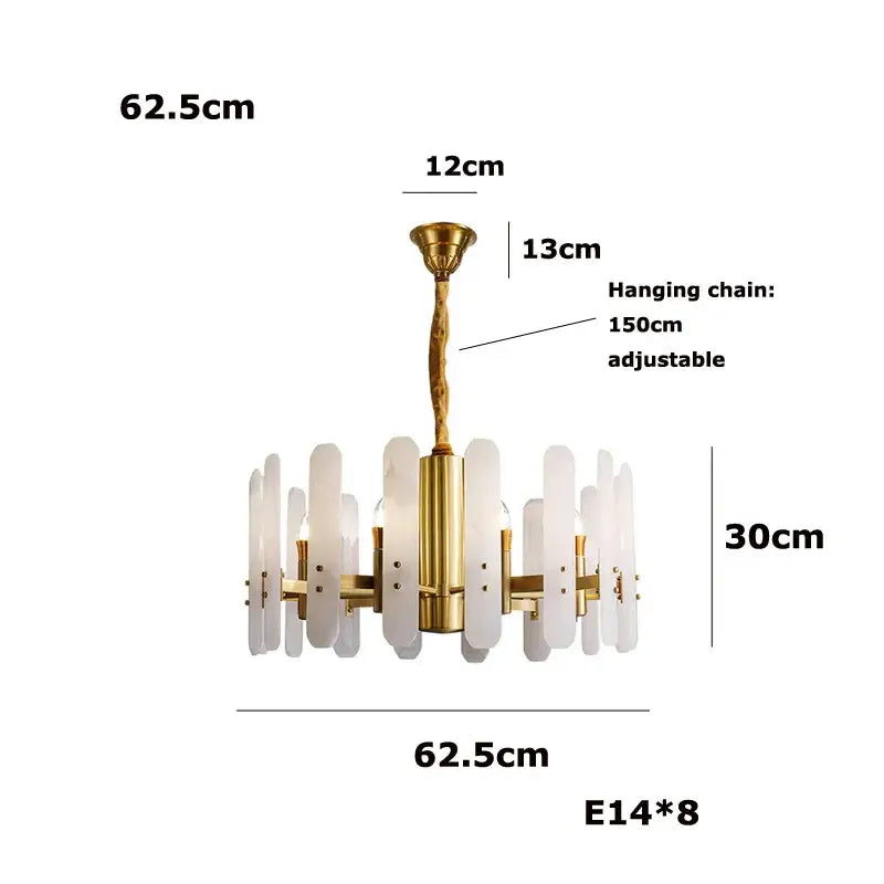 Elegant alabaster gold chrome chandelier living room pendant light