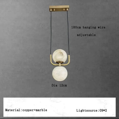 Modern gold and white marble pendant lights for dining room