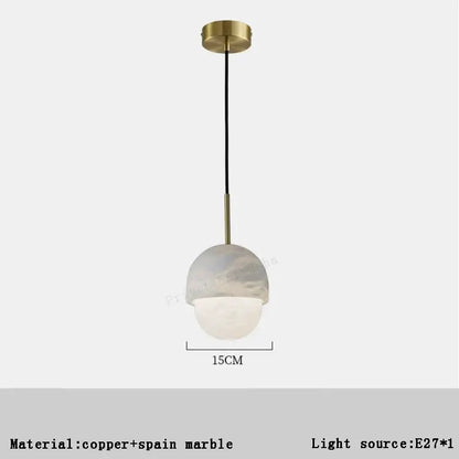 Modern gold and white marble pendant lights for dining room