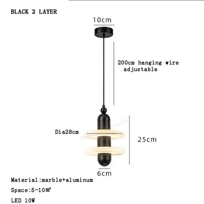 Modern gold and white marble pendant lights for dining room