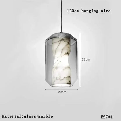 Modern gold and white marble pendant lights for dining room