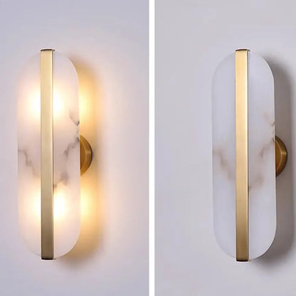Modern oval marble wall lamp gold & copper bedroom sconce