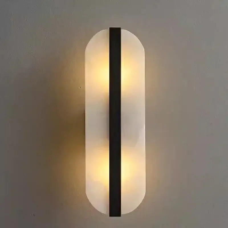 Modern brass alabaster oval marble wall lamp for living room