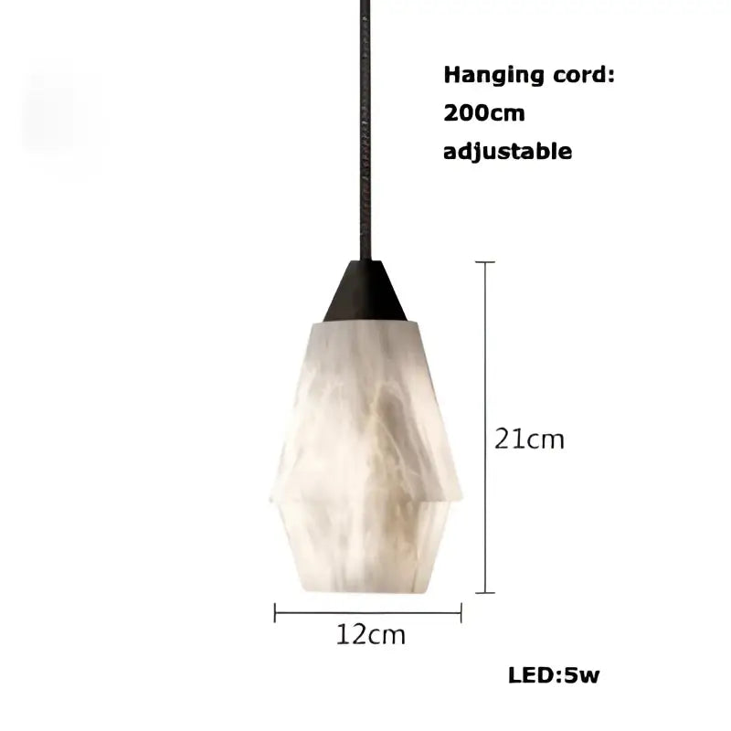 Elegant white & beige alabaster pendant lights living room teardrop
