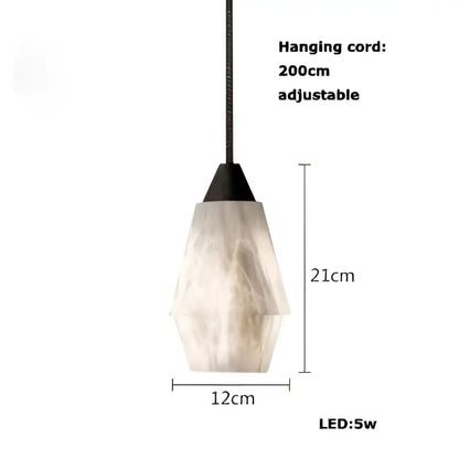Elegant white & beige alabaster pendant lights living room teardrop
