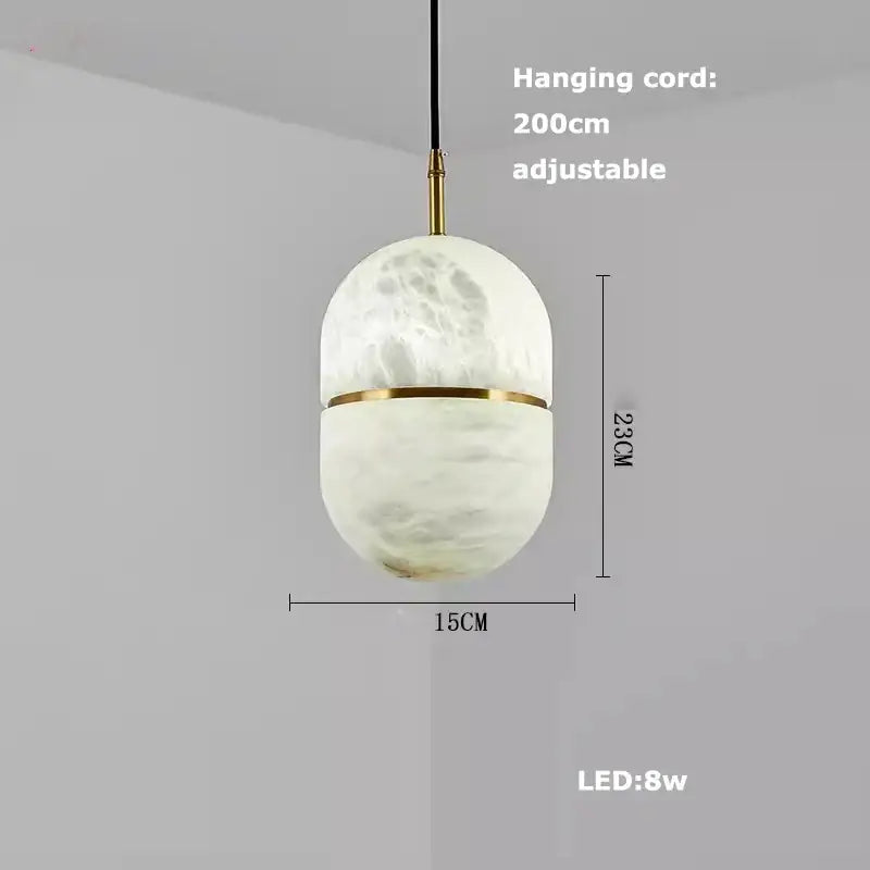 Elegant white & beige alabaster pendant lights living room teardrop