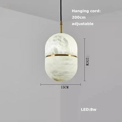 Elegant white & beige alabaster pendant lights living room teardrop