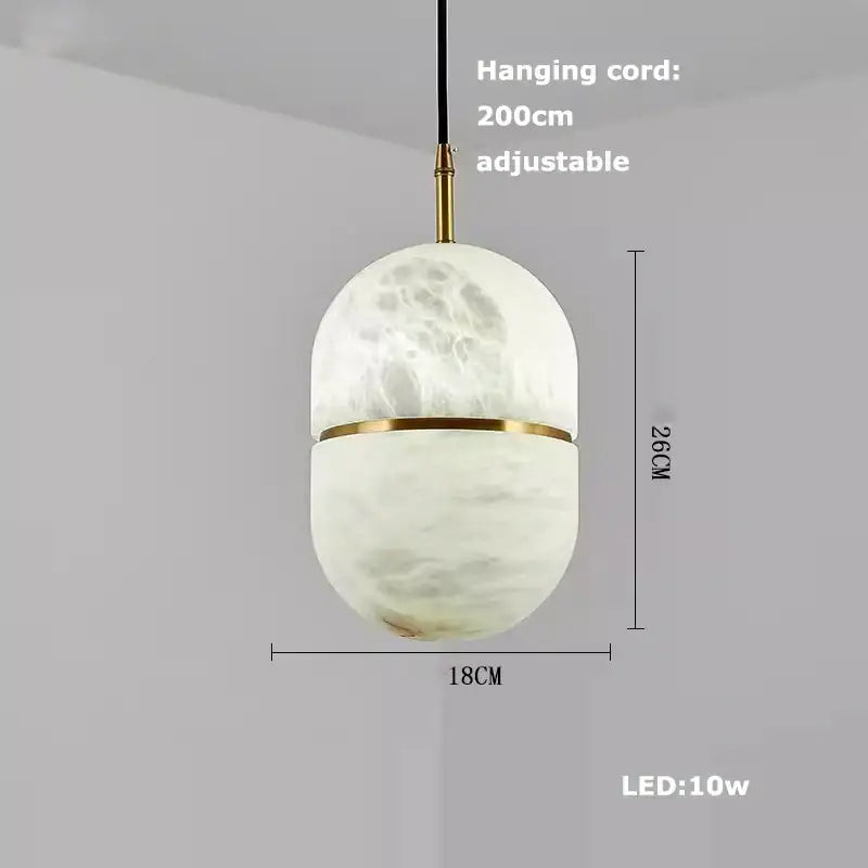 Elegant white & beige alabaster pendant lights living room teardrop