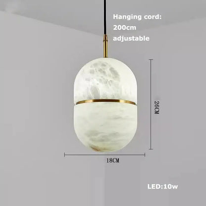 Elegant white & beige alabaster pendant lights living room teardrop