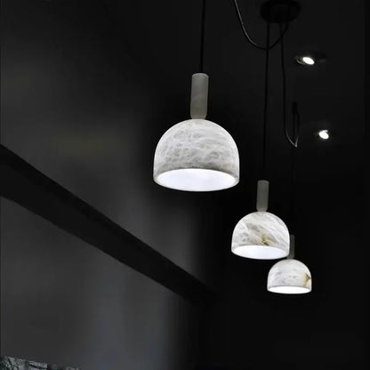 Elegant white & beige alabaster pendant lights living room teardrop
