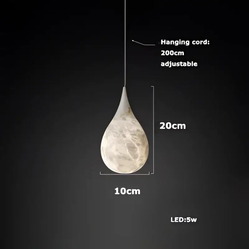Elegant white & beige alabaster pendant lights living room teardrop