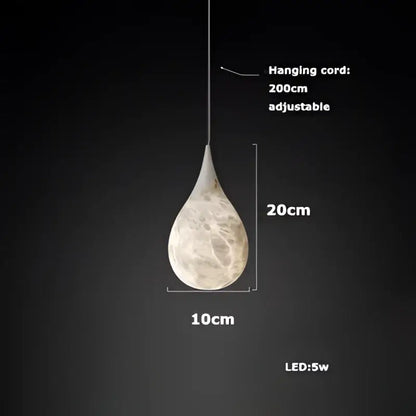 Elegant white & beige alabaster pendant lights living room teardrop