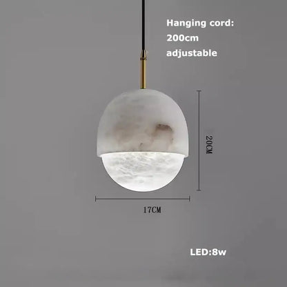 Elegant white & beige alabaster pendant lights living room teardrop