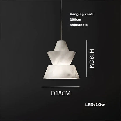 Elegant white & beige alabaster pendant lights living room teardrop