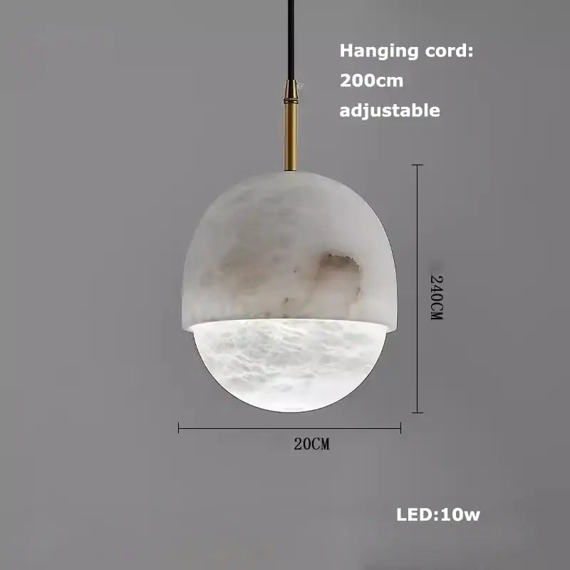Elegant white & beige alabaster pendant lights living room teardrop
