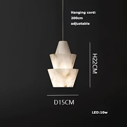 Elegant white & beige alabaster pendant lights living room teardrop