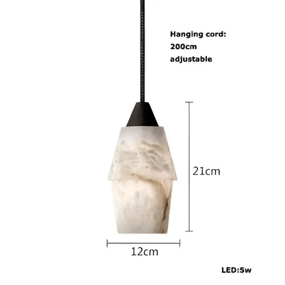 Elegant white & beige alabaster pendant lights living room teardrop