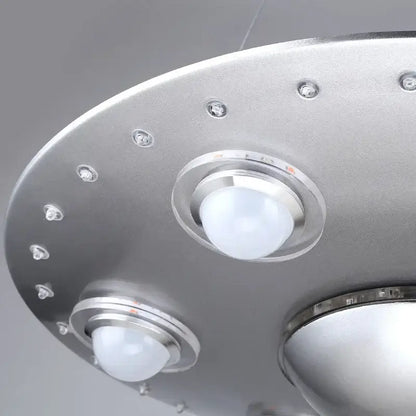 Alien ufo blue iron art chandelier for childrens bedroom