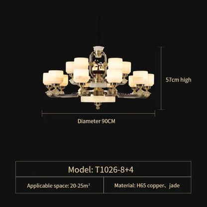 Branch design brass and frosted glass copper jade chandelier living room