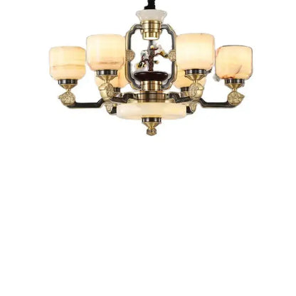 Branch design brass and frosted glass copper jade chandelier living room