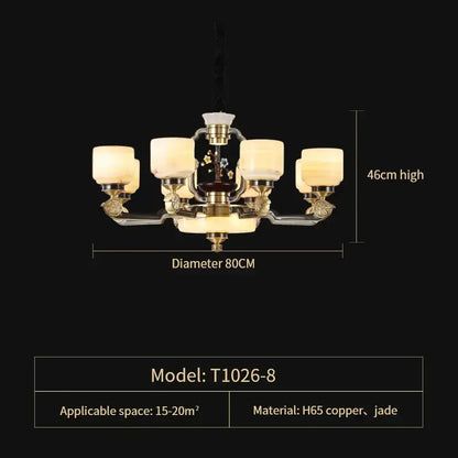 Branch design brass and frosted glass copper jade chandelier living room