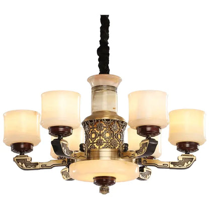 Luxury copper marble jade chandelier for living room lighting