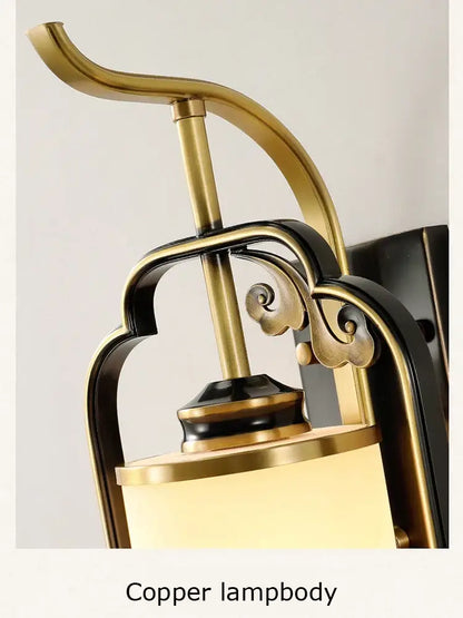 Ornate copper wall lamp with tassel for bedroom and living room