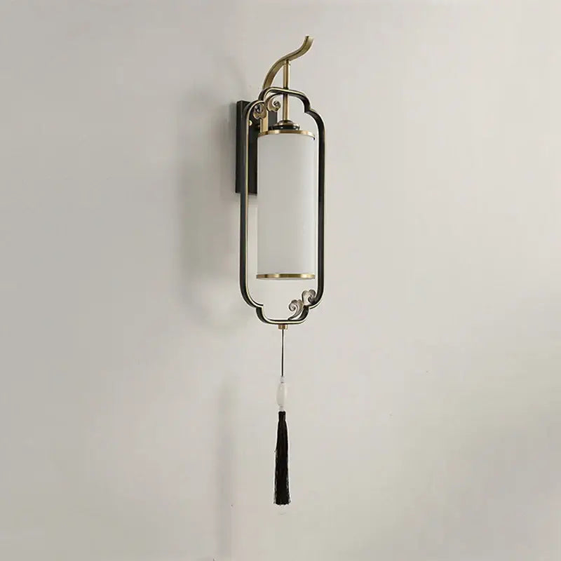 Ornate copper wall lamp with tassel for bedroom and living room
