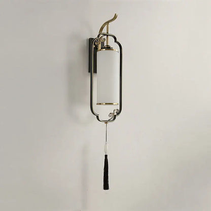 Ornate copper wall lamp with tassel for bedroom and living room