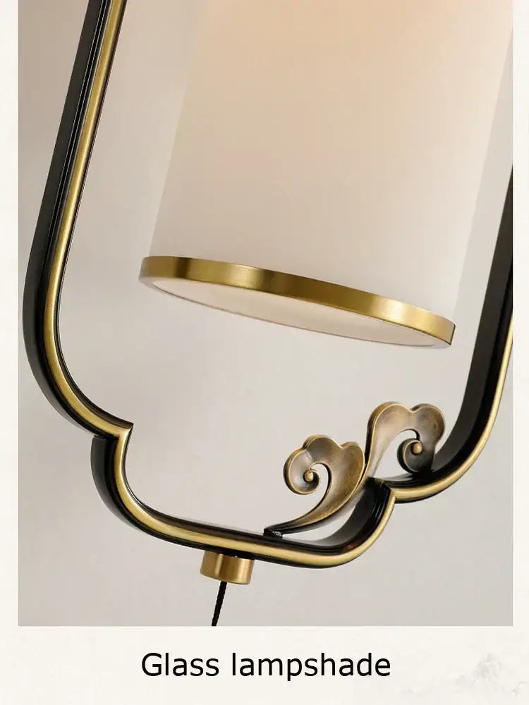 Ornate copper wall lamp with tassel for bedroom and living room