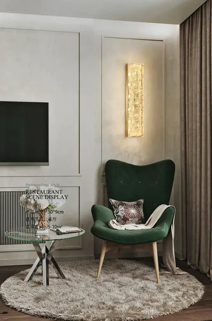 Modern textured glass copper wall lamp bedroom luxury sconce