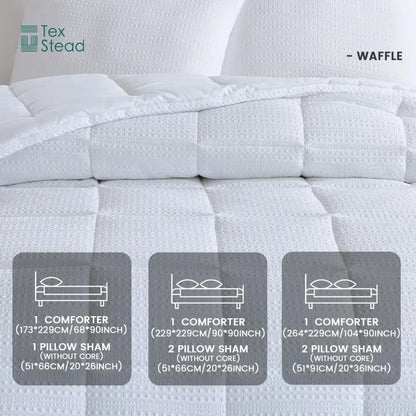 Waffle textured dark gray season bed comforter bedroom set