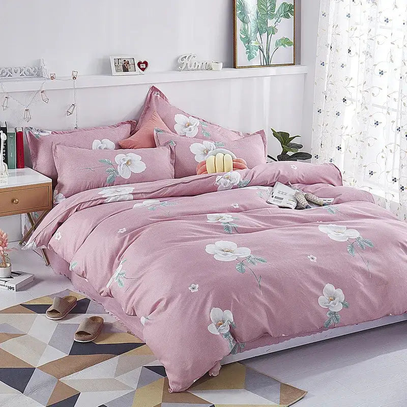 Floral blue & white lightweight duvet cover bedroom bedding set