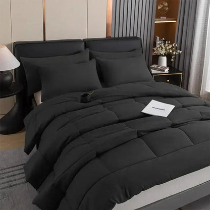 Black quilted comforter set bedroom soft plush blanket