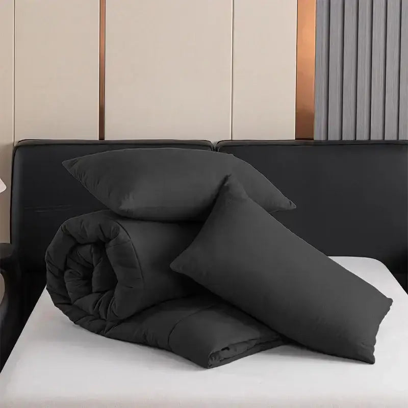Black quilted comforter set bedroom soft plush blanket