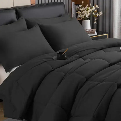 Black quilted comforter set bedroom soft plush blanket