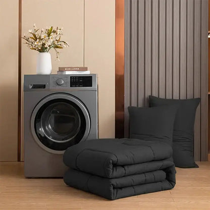 Black quilted comforter set bedroom soft plush blanket
