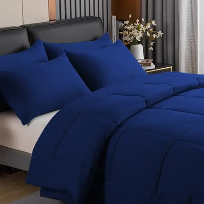 Modern royal blue quilted duvet set bedroom plush comforter