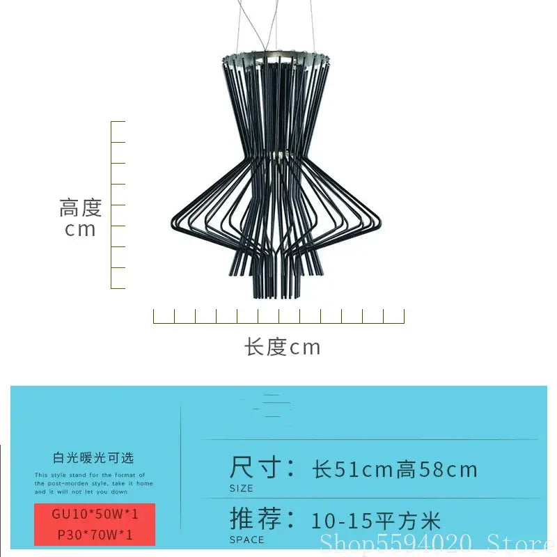 Modern geometric gold & black iron pendant lights for dining room