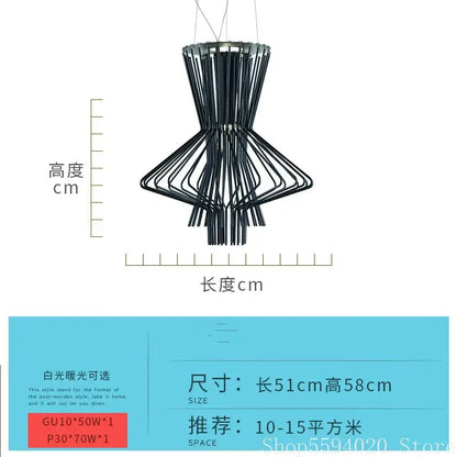 Modern geometric gold & black iron pendant lights for dining room