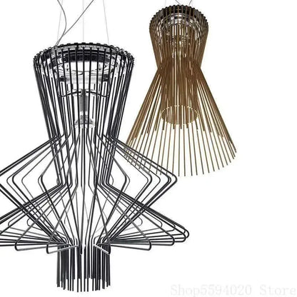 Modern geometric gold & black iron pendant lights for dining room