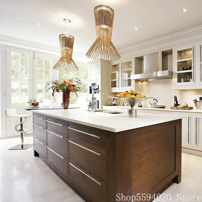 Modern geometric gold & black iron pendant lights for dining room