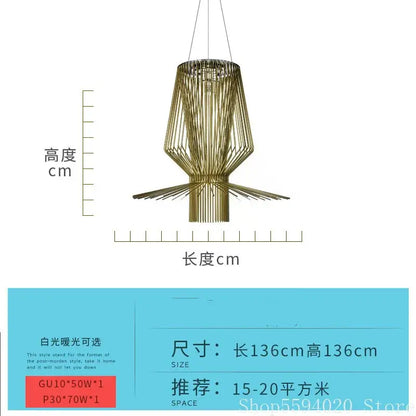 Modern geometric gold & black iron pendant lights for dining room