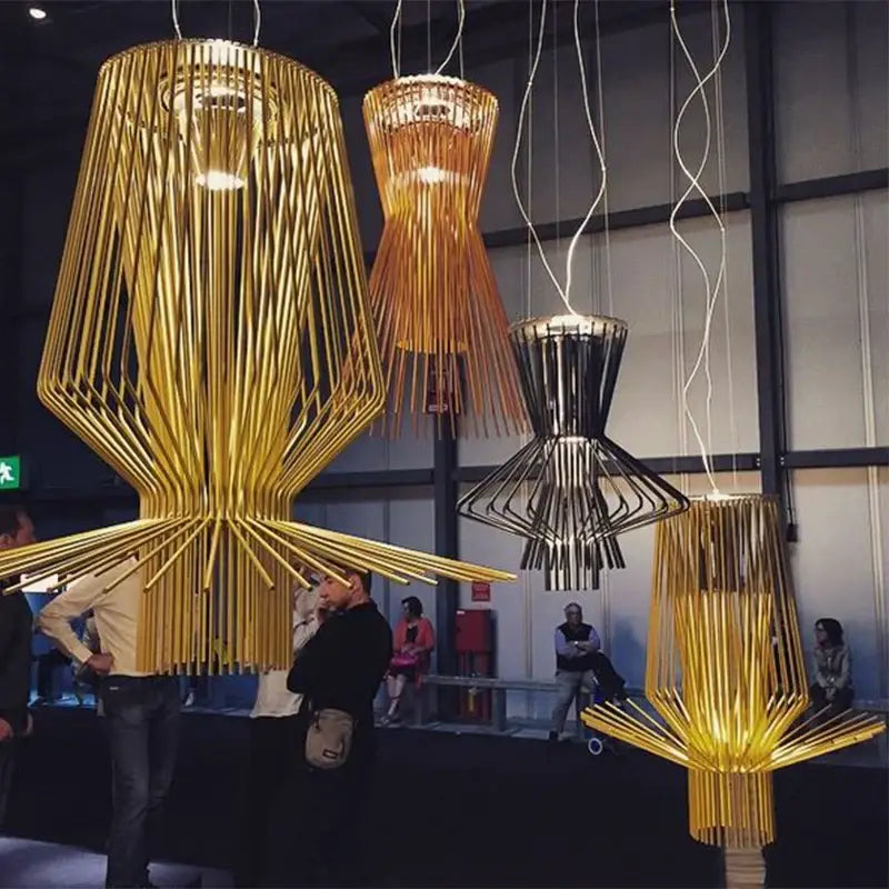 Modern gold bamboo allegro ritmico chandelier living room pendant light