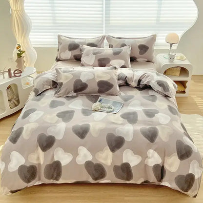 Abstract green & yellow aloe cotton printed bedding set bedroom